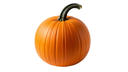 Vibrant orange pumpkin PNG isolated on transparent background, autumn harvest symbol for Halloween and Thanksgiving decorations