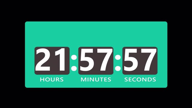 One day 24 hours countdown timer template animation on transparent background, animated 24 hours timer countdown with alpha channel.