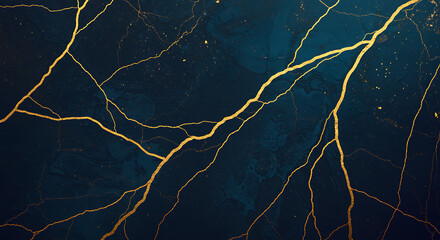 Luxury dark blue marble texture with golden veins