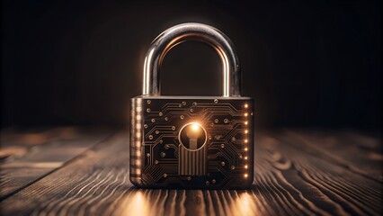 cyber security concept with digital lock