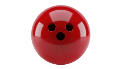 Shiny red bowling ball PNG isolated on transparent background, sport equipment for bowling alley and recreational activity
