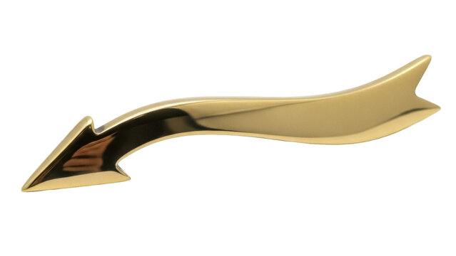 Gold arrow handle isolated PNG on transparent background, decorative pull for furniture and drawers, elegant design element