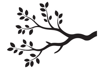 Obraz premium Tree branch silhouette illustration on white background 