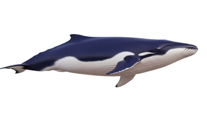 Fin whale PNG isolated on transparent background, marine mammal with blue-gray coloration and streamlined body, baleen whale © PICSPRO