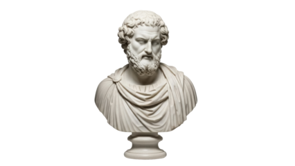 Marble bust of a bearded man isolated PNG on transparent background, classical sculpture for art history and design projects