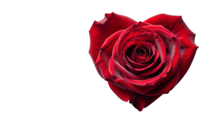 Heart-shaped red rose symbolizing love for Valentine’s Day or Mother’s Day panoramic banner iso