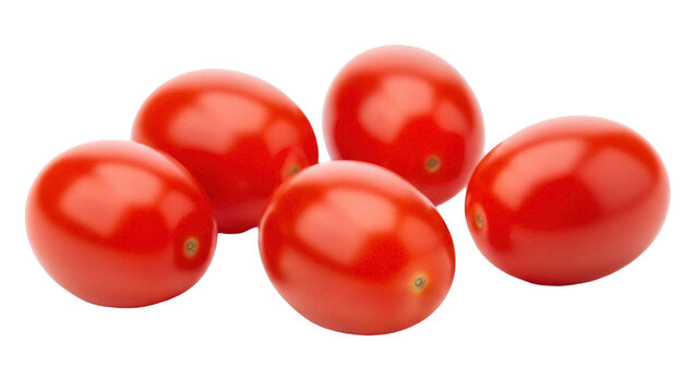 Fresh red cherry tomatoes isolated PNG, vibrant and juicy vegetables for healthy eating and culinary design on transparent background
