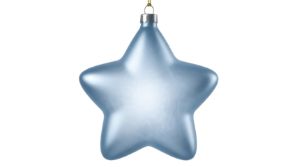 Light blue star Christmas ornament PNG isolated on transparent background, festive holiday decoration for winter season