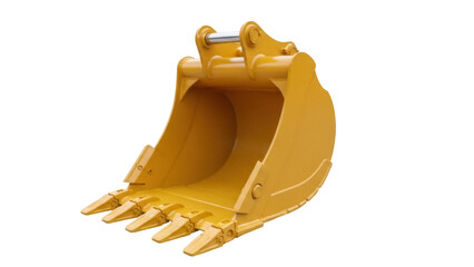 Yellow excavator bucket isolated PNG on transparent background, heavy machinery attachment for construction and digging © ELISA