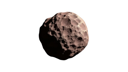 Fototapeta premium Detailed asteroid PNG isolated on transparent background, realistic space rock with craters for science and education