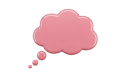 Pink thought bubble PNG isolated on transparent background, cartoon cloud shape for communication and design use