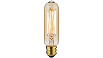 Vintage Edison light bulb isolated PNG on transparent background, antique style filament lamp for retro design and decoration