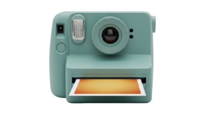 Mint green instant camera PNG isolated on transparent background, retro style photography equipment for creative projects and design use