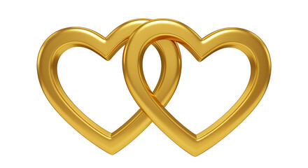 Two golden hearts interconnected