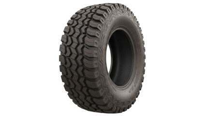 Aggressive mud terrain tire isolated PNG, off-road tread pattern for 4x4 vehicles and extreme driving conditions