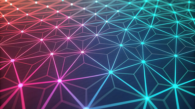 Abstract digital network connections with glowing nodes - Powered by Adobe