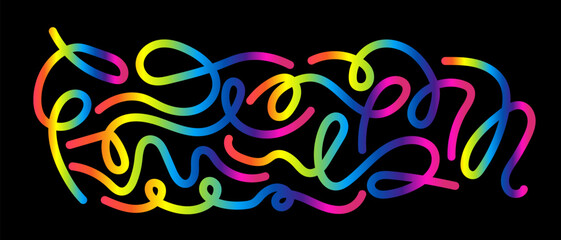 Obraz premium Vibrant multicolored neon glowing tubes on forming abstract pattern