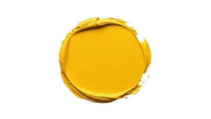 Vibrant yellow paint stroke PNG isolated on transparent background, thick textured brushstroke for graphic design and artistic compositions