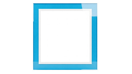 Empty blue glass photo frame isolated PNG, modern picture holder for memories and display on transparent background