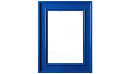 Royal blue picture frame isolated PNG, empty photo frame with modern design on transparent background for mockup and graphic design use