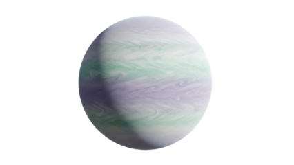 Striped gas giant planet PNG isolated on transparent background, celestial body with bands of color for space exploration and science fiction