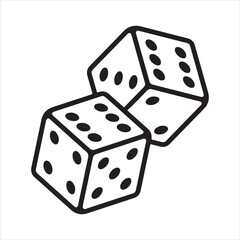 Game dice graphic icon. Two white dice sign isolated on white background. Vector illustration