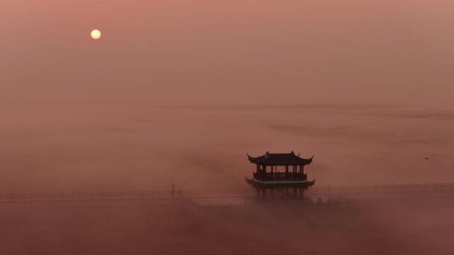 Wucheng Pavilion in Poyang Lake, Jiangxi
