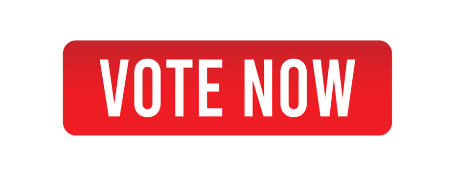 Vote now red call to action button with white text, modern rounded web UI element for election interface vector