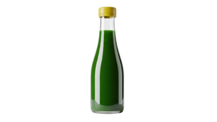 Green juice in a glass bottle isolated PNG, healthy detox drink on transparent background for nutrition and lifestyle concepts