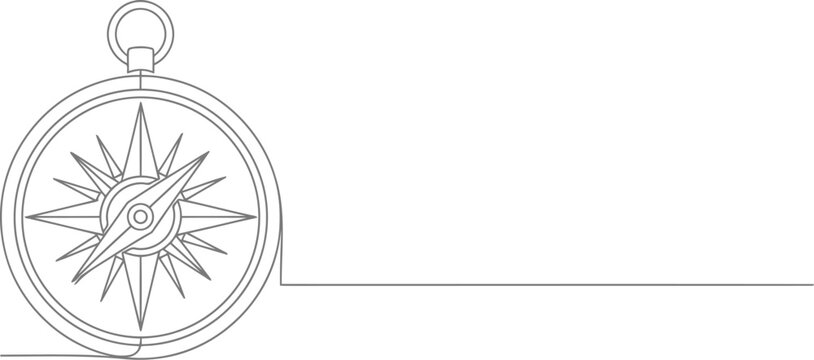 Hand drawn compass rose with a long line extending to the right