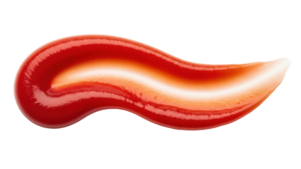 Red ketchup swirl isolated on transparent background, tomato sauce condiment for food design and culinary projects PNG