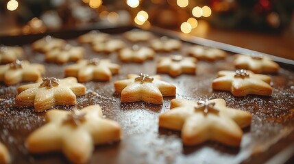 Star shaped cookies on baking sheet