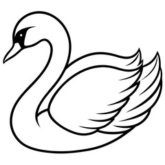 Obraz premium Swan line art illustration Vector