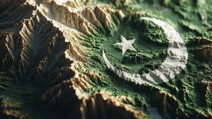 National Flag of Pakistan Waving Against Partly Cloudy Sky