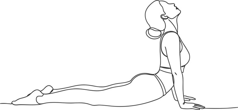 Elegant woman performing cobra pose in a graceful yoga illustration