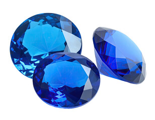 Brilliant-cut, vivid blue gems sparkle against a black backdrop