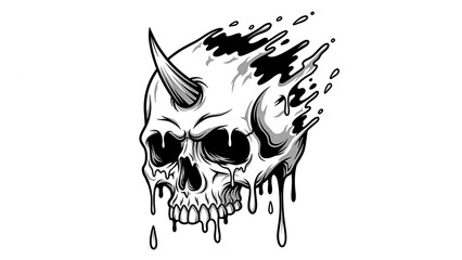 Obraz premium Dripping skull with horns