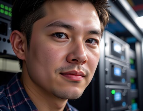 Confident Technician Working Modern Data Center - Powered by Adobe