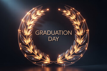 Celebrate Graduation Day with this stunning golden laurel wreath design, perfect for invitations, cards, and social media posts honoring academic achievement