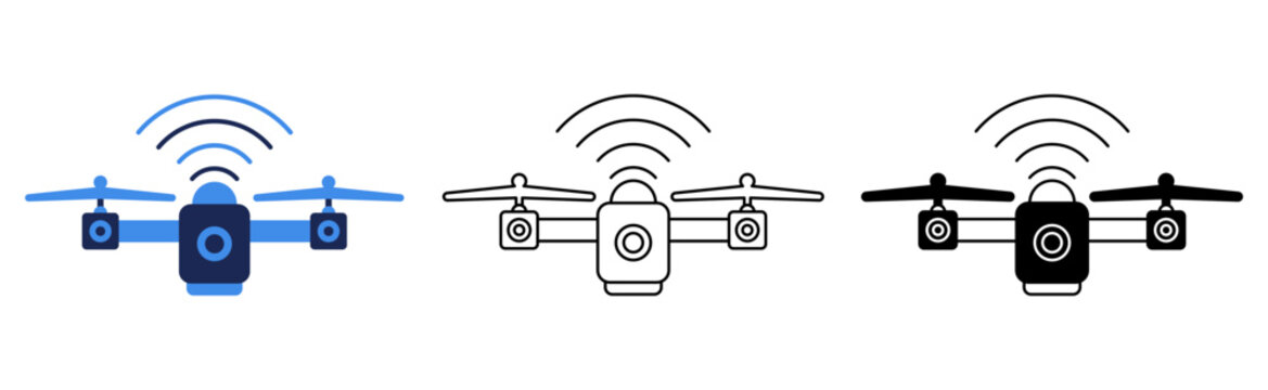 Aerial flying drone icon vector illustration isolated on white background
