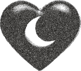 Heart retro y2k stipple design love halftone brutalist urban vector png with clear background, passion 2000s photocopy grunge tattoo gen z effect