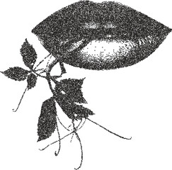 Mouth y2k retro stipple art lip brutalist halftone vector png transparent, tongue 2000s photocopy effect tattoo aesthetic