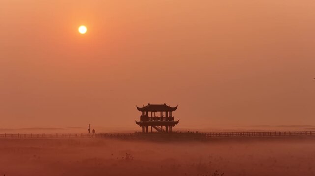 Wucheng Pavilion in Poyang Lake, Jiangxi