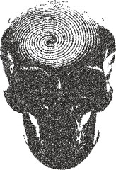 Skull y2k retro stipple art skeleton brutalist halftone vector png transparent, bone 2000s photocopy effect tattoo aesthetic