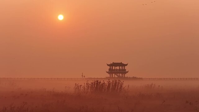 Wucheng Pavilion in Poyang Lake, Jiangxi