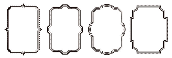 Vintage decorative border frame set. Elegant retro design label vector illustration set for wedding invitations, restaurant menus, and live streaming.