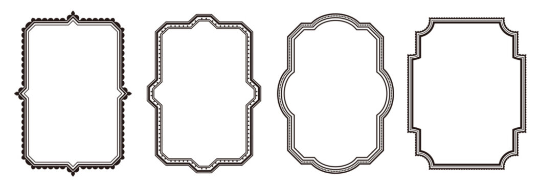 Vintage decorative border frame set. Elegant retro design label vector illustration set for wedding invitations, restaurant menus, and live streaming.