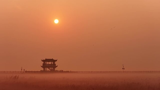 Wucheng Pavilion in Poyang Lake, Jiangxi