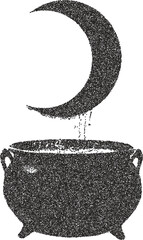 Witch y2k retro stipple art wizard brutalist halftone vector png transparent, magic 2000s photocopy effect tattoo aesthetic