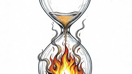 Time is running out with fire in hourglass